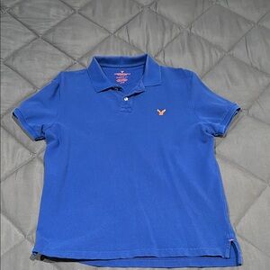 American Eagle Outfitters Men's Blue Polo Shirt